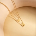 Double-layered gold titanium necklace set with heart and M letter pendants - Letter M