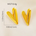 Minimalist 18K gold plated stainless steel heart earrings with dimensions and weight - 3D Polished Heart Style (#0928)