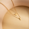 18K gold plated stainless steel double layer necklace with heart and letter T pendant - Letter T