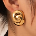 Chic 18K gold-plated double-hoop titanium earrings with a minimalist nested circle design - Double Hoop Nested Link Large Size (BJGE0718)