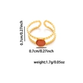Anillo de doble capa de acero inoxidable 304 con piedra de ojo de gato naranja dorado - Rojo Naranja