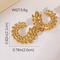 Boucles d'oreilles dorées en acier inoxydable avec motif de feuilles de laurier - Style Feuille (#0987)