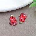 Red enamel octopus charm with gold edges and white dots for DIY jewelry making - Gold Stainless Steel Red Octopus