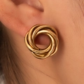 Eleganter goldener Ohrstecker im gewebten Knoten-Design für Damen im minimalistischen Stil - Gold Dreifachkreis Gewebter Knoten Stil (BJGE0722)