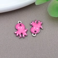 Pink enamel octopus pendant charms with white dots and silver metal loop for DIY jewelry - Steel Color Stainless Steel Rose Red Octopus