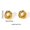 Détail de boucles d'oreilles torsadées dorées avec dimensions 1,86cm et poids 5,6g - Clou d'Oreille Nœud Créole Torsadé Doré Petit (BJGE0742)