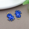 Blue octopus enamel charm with white polka dots and gold trim for DIY jewelry - Gold Stainless Steel Royal Blue Octopus