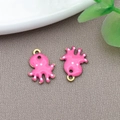 Pink enamel octopus charms in golden stainless steel for DIY jewelry making - Gold Stainless Steel Rose Red Octopus