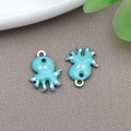 Light blue octopus enamel pendant with white dots and silver ring for DIY jewelry making - Steel Color Stainless Steel Fruit Green Octopus