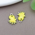 Yellow enamel octopus pendant in stainless steel for DIY jewelry making and earrings - Steel Color Stainless Steel Yellow Octopus