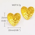 Gold heart stud earrings with hammered texture finish and 18K gold plating - Heart Hammered Style (#0880)