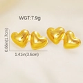Golden irregular double heart stud earrings with polished finish and dimensions 3.6cm - Double Heart Polished Style (#0925)