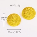 French style gold circular stud earrings with woven texture measuring 26mm diameter - Woven Spiral Gold Style (#0883)