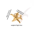 Detailed size and weight specs of golden starfish ring with textured surface details - Starfish Style Ring (BJGR0906)
