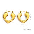 Polished 18K gold plated heart hoop earrings measuring 2.5cm by 2.3cm for women - Gold Polished Voluminous Heart Hoop (#0171)