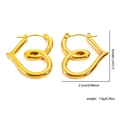 Polished 18k gold heart-shaped hoop earrings for women with detailed size measurements - Large Heart Outline Hoop (#0172)