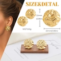 Lava style gold round stud earrings with irregular hammered texture 22mm diameter - Round Disk Earrings