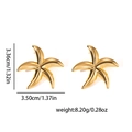 Polished gold stainless steel starfish earrings set with detailed dimensions measurements - Moon & Star (BJGE1098)