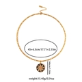 Detail der Figaro-Kette mit schwarzem Emaille-Sonnenblumen-Anhänger und Produktmaßen - Schwarzes Emaille Sonnenstrahl Rundanhänger-Design (BJGN0449)