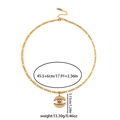 Goldene Edelstahl Figaro-Halskette mit einem diamantbesetzten Evil Eye Anhänger - Halbmond Böser Blick Rundanhänger-Design (BJGN0448)