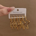 Set di tre orecchini a cerchio a forma di stella in acciaio inossidabile dorato lucido - Stile a Stella (E1253) / Oro
