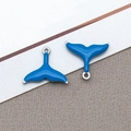Blue enamel whale tail pendants in stainless steel for DIY jewelry making accessories - Double Sided Enamel Mermaid Tail (T1085) / Steel Blue