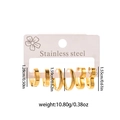 Detailed view of 3-pair set stainless steel gold hoops and heart earrings with size info - Heart Hoop Style (ZYGE1260)