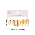 Detailed set of three gold stainless steel hoop earrings with weight and size markings - Twist Hoop Style (ZYGE1259)