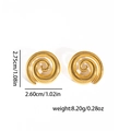 Chic gold spiral coil earrings in stainless steel with textured ribbed finish - Conch Earrings (BJGE1331) / 18k Gold Vacuum Plating