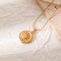 Collana celeste con sole e luna dorati e catena a serpente elegante da donna - Volto Vuoto Sole Luna (JJN0048)
