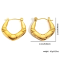 Polished 18k gold plated V-shaped basket hoop earrings with textured horizontal grooves - V-Shaped Basket Texture Hoop (#0169)