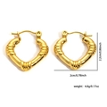 Gold plated heart shaped hoop earrings with textured finish and huggie clasp - Heart Shaped Ridged Hoop (#0172-1)