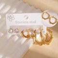 18K gold plated stainless steel earring set featuring four pairs of chic gold studs - BJGE1379 Style (BJGE1379)