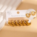 Three-pair set of golden wide curved hoop earrings in high-quality stainless steel - Wide Curved Hoop Set (#1258)