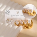 Set di orecchini in acciaio placcato oro 18K con cerchi e borchie in zircone - Stile BJGE1381 (BJGE1381)