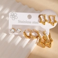 Set orecchini in acciaio inossidabile placcato oro 18K con cristalli e ciondoli a stella - Stile BJGE1383 (BJGE1383)