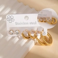 Set di orecchini a cerchio in acciaio dorato e borchie in zircone su carta - Stile BJGE1384 (BJGE1384)