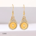 Detail of gold teardrop earrings with pavé diamond halo and initial S letter charm - Alphabet S Earrings (E1665)