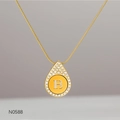 Detailed close-up of gold titanium necklace featuring a sparkling B letter pendant - Alphabet B Necklace (N0588)