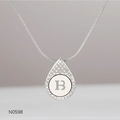 Silver letter B pendant necklace with sparkling diamonds and a snake chain for women - Alphabet B Necklace (N0598)