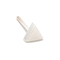 Macro detail of polished silver geometric triangle stud earring on white background - Triangle / White