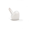 Elegant heart-shaped ceramic stud earring with polished pearl white finish and silver post - Heart / White