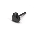 Macro shot of polished black heart-shaped ceramic stud earring with minimalist metal post - Heart / Black