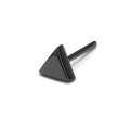 Macro side view of polished black geometric triangle ceramic stud earring on white background - Triangle / Black