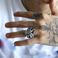 Vintage Oktopus Totenkopf Ring in Antik-Silber-Optik mit Punk-Stil Tentakel Design - US 7 / Stahlfarben