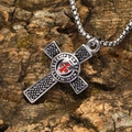 Punk style stainless steel Knights Templar cross pendant necklace with red enamel cross - Steel Color Pendant (Without Chain)