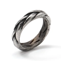Vintage braided stainless steel ring for men with oxidized silver textured finish - US 7 / Antique Silver