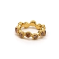 Detalle de anillo dorado irregular con cristales redondos de color champán - Dorado (Strass Champaña)
