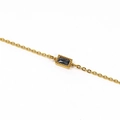 Minimalist stainless steel necklace featuring a rectangular black gemstone pendant with gold beads - Gold Black