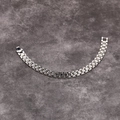 Silver stainless steel watch-style link bracelet with polished presidential chain design - Steel